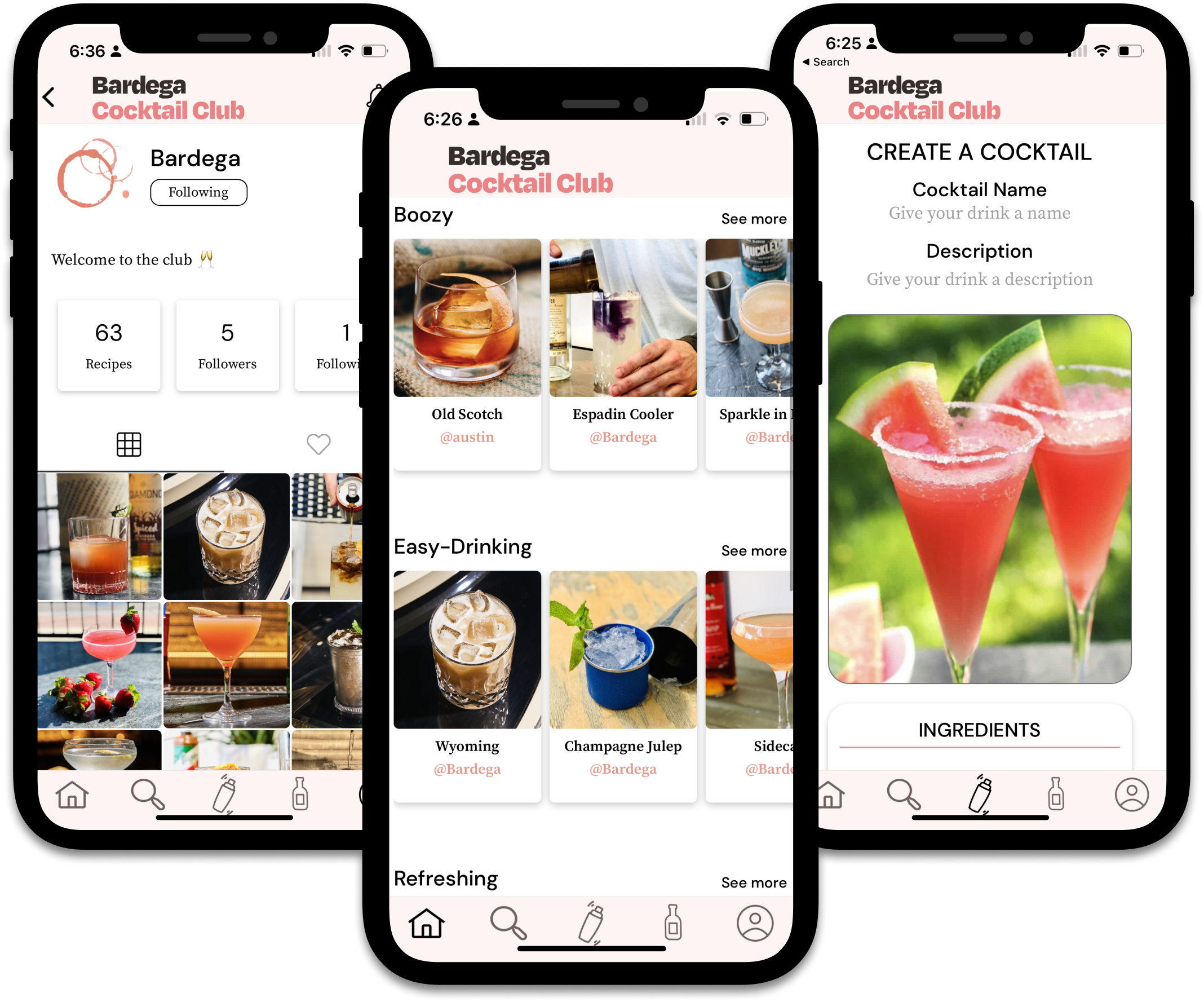 Bardega cocktail mobile app